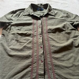 KAREN SCOTT Olive Green Cotton Shirt
